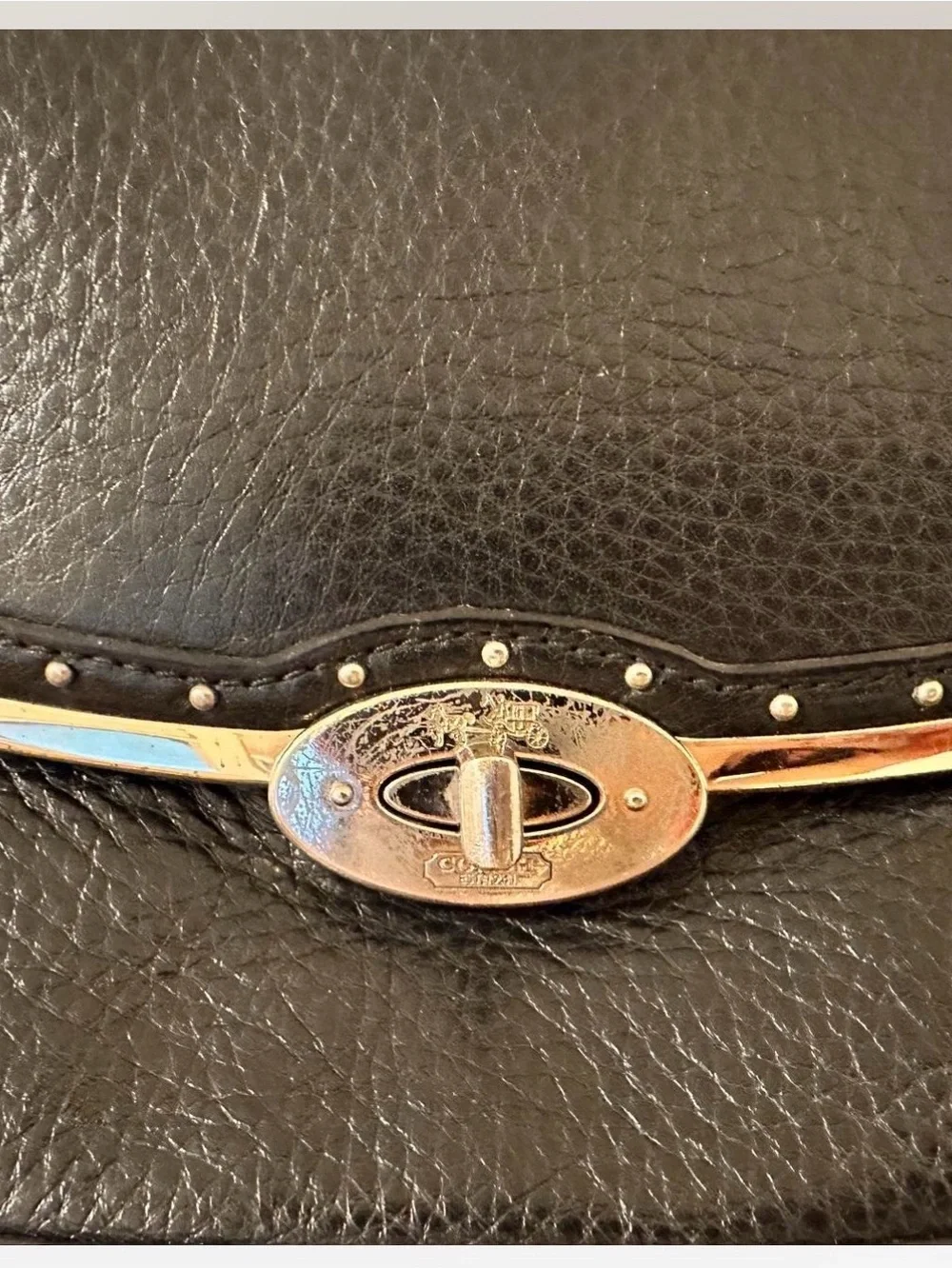 Coach Black Leather Shoulder Bag with Gold Hardware